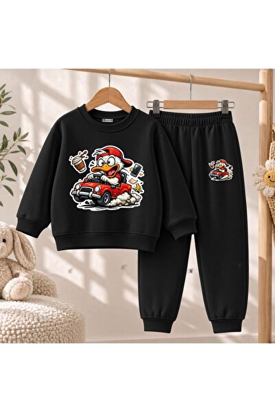 playwear Hanorac de echipă Driver Duck imprimat pentru fete și băieți, cu gât...