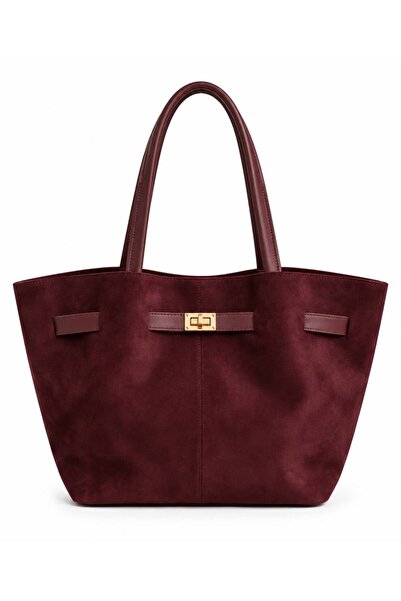 Neli Elegant Women's Suede Wide Model Shoulder Bag