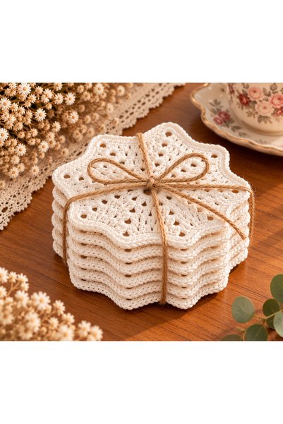 MAVEA 6-Piece Knitted Coasters