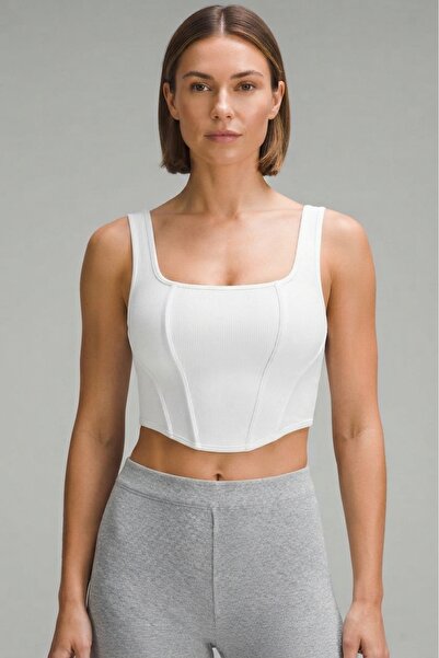 CSN CASANO Women's Cotton Thick Strap Ribbed Bustier