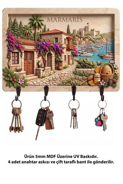 time in a tin retro 1960 Marmaris Hatırası Hediyelik Eşya Duvar Askısı Anahta...