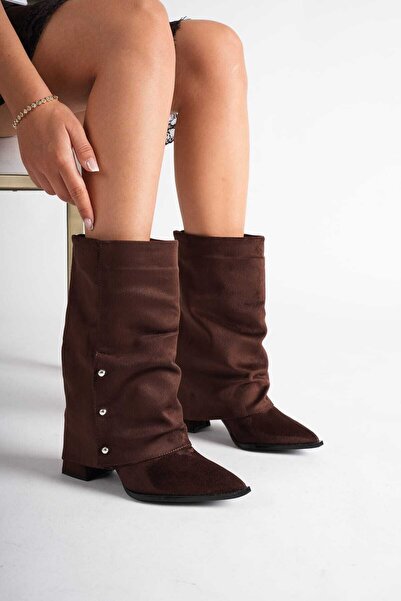 GÜZEL SHOES Riviera Brown Women's Bellows Heeled Boots