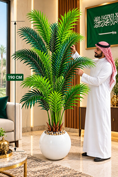 Generic Brand شجرة نخيل اصطناعية بارتفاع 200 سم مع 16 فرعًا لتزيين المنازل ال...