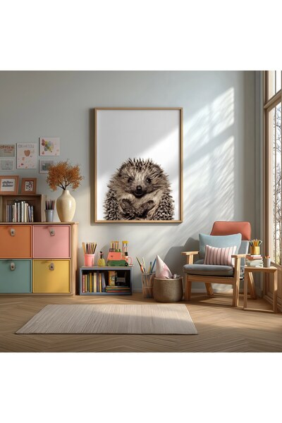 KEYFHOME Pupă de arici pui înrămat MDF pictură poster pentru camera bebelușul...