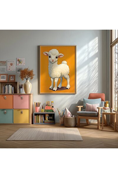 KEYFHOME Poster de pictură MDF cu ramă de oaie amuzantă, cadou pentru decor d...
