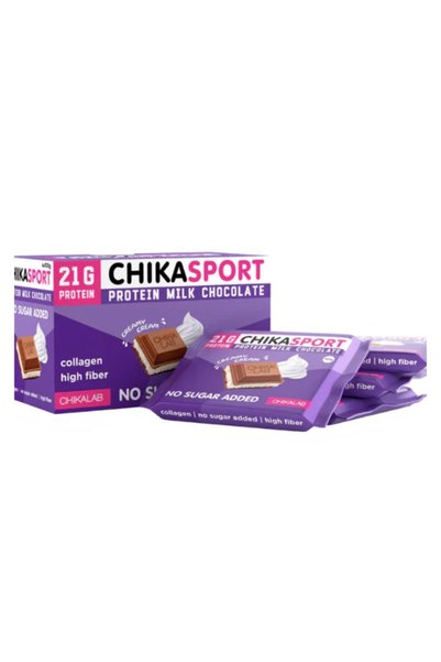 CHIKALAB باكت شيكا سبورت شوكولاته بروتين بار بالحليب والكريمة 100 جرام 4 حبات