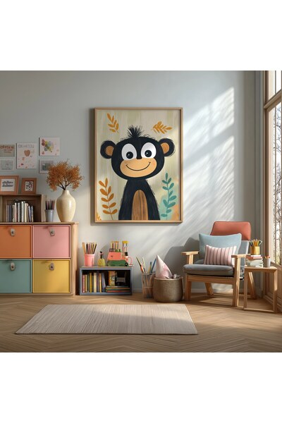 KEYFHOME Smejući se majmun uokviren MDF poster slika dekoracija zida za dečij...