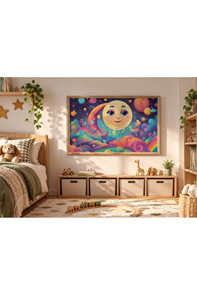 KEYFHOME Zâmbitor Moon Rainbow Fantastic Orizontal Încadrat MDF Tablou Poster...