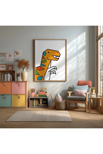 KEYFHOME Dinosaurus i boje, edukativni poster sa MDF slika u ramu, dekoracija...
