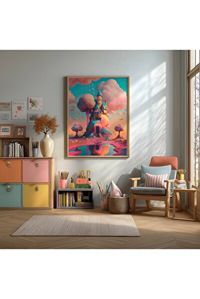 KEYFHOME Candy Land Candyland 4 Framed Mdf Painting Poster Kids Room Wall Dec...