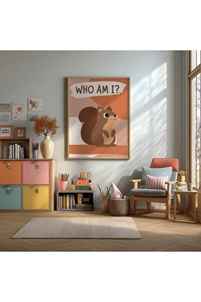 KEYFHOME Veverica, slatka ukrasna slika u okviru od MDF-a, poster za dekoraci...