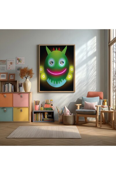 KEYFHOME Poster cu tablou MDF cu rama Dragon pentru camera copiilor, decor de...