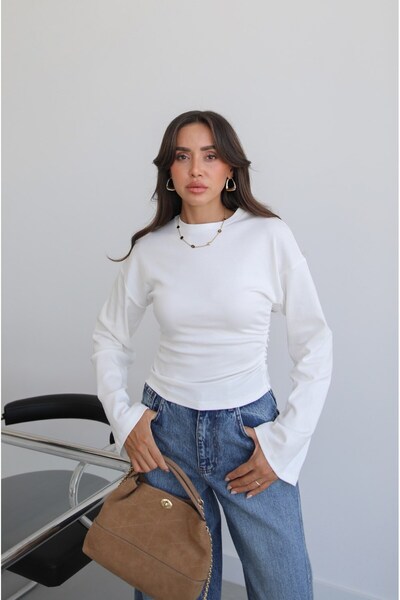 Havoş Ecru Nia Side Gathered Blouse