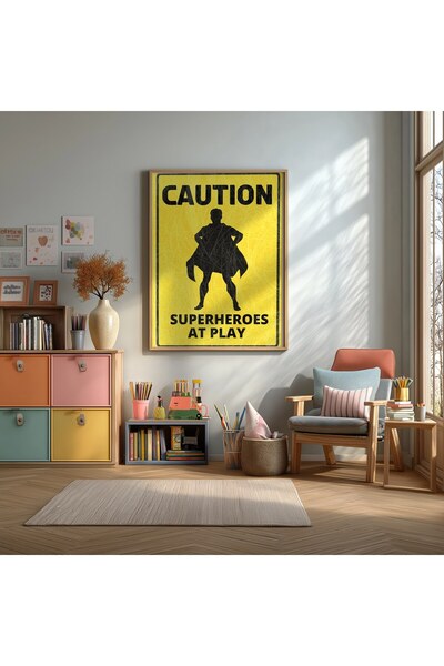 KEYFHOME Atenție: Supereroii joacă - Poster înrămat din MDF pentru decorarea ...