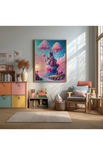 KEYFHOME Candy Land Candyland 2 Framed Mdf Art Poster Children's Room Wall De...