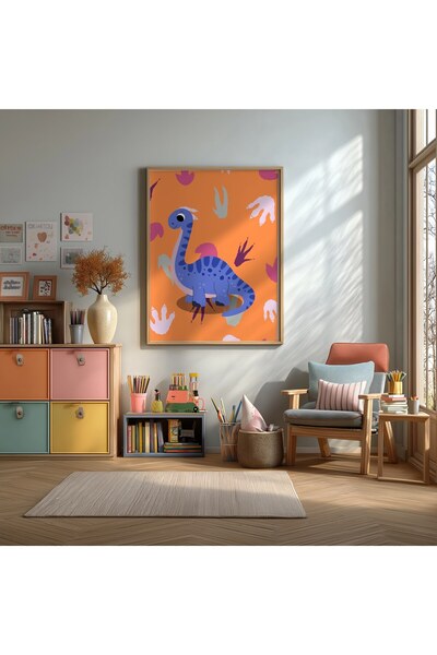 KEYFHOME Slatki dinosaurus Brahiozaur uokviren MDF poster za slikanje, dekora...