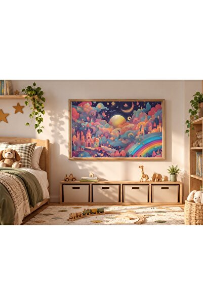KEYFHOME Colorat Fantastic Castle Rainbow Orizontal Încadrat MDF Tablou Poste...