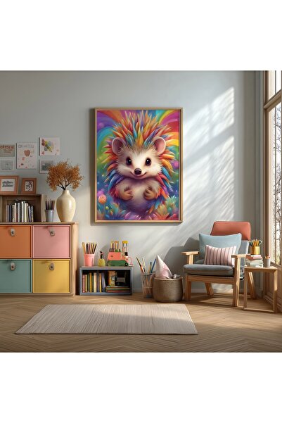 KEYFHOME Colorat drăguț arici înrămat MDF pictură poster camera copiilor deco...