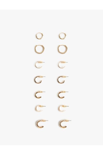 Koton Steel Mixed Stone 7-Piece Earring Set