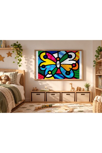 KEYFHOME Pop Art Fluture Colorat Înrămat MDF Tablou Poster Copii Camera Decor...