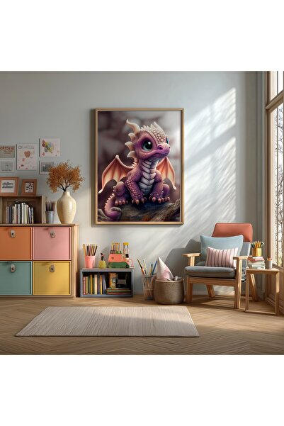 KEYFHOME Budući beba zmaj uokviren MDF poster slika dekoracija zida za dečiju...