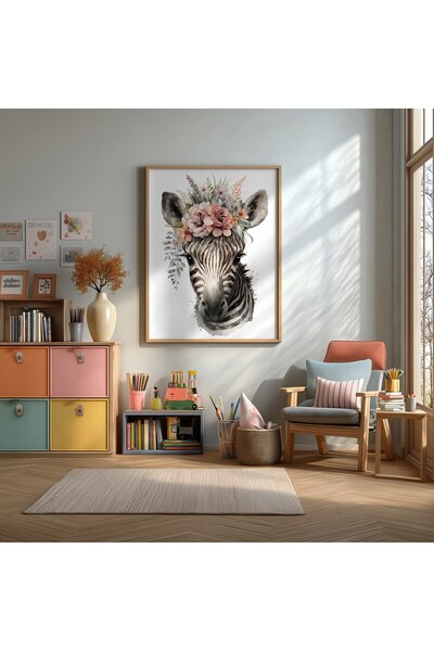 KEYFHOME Poster sa slikom zebre u okviru od MDF-a, dekoracija zida za dečiju ...
