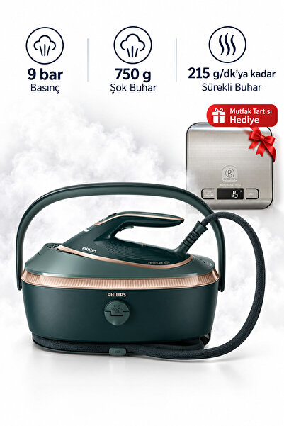 Philips 9 bar Basınç Buhar Kazanlı Ütü PSG8200/70 Mutfak Tartısı Hediye (Oner...
