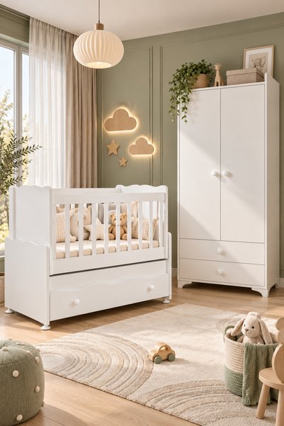 Aktehome Lina Bebek Odası Takımı – Beşik ve 2 Kapılı Dolap
