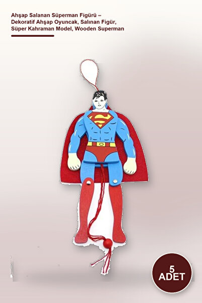 Yenilig 5 Pieces of Wooden Swinging Superman Figures – Decorative Wooden Toy,...