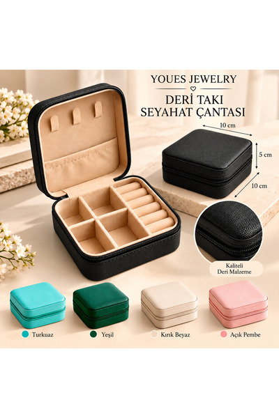 YOUES JEWELRY Mini Takı Kutusu Seyahat Tipi Mücevher Çantası Kolye Yüzük Küpe...