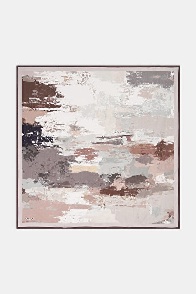 Kayra Brush Pattern Lyocell Scarf Dark Mink