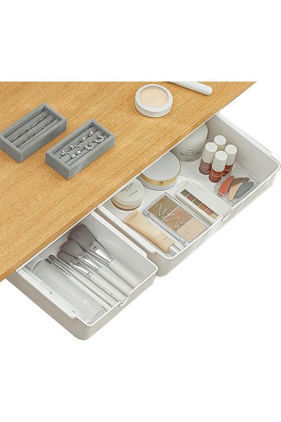 Arabest Under Desk Drawer Organiser,2 Pack Self-Adhesive Hidden Storage Drawe...