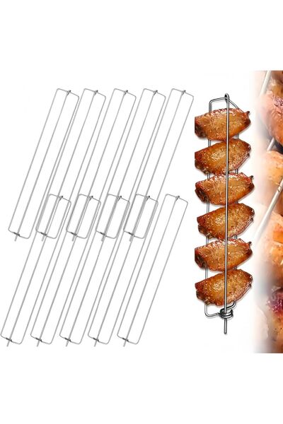 Arabest Stainless Steel Grilled Chicken Wing Rack,U-Shaped BBQ Skewers,8-Pack