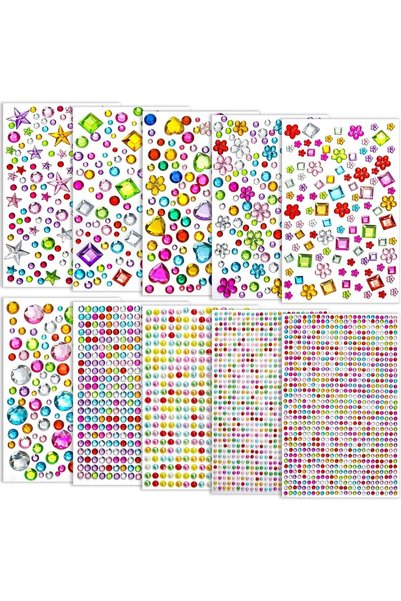 Arabest Self-Adhesive Gemstone Stickers for Kids Crafts,10 Sheets,3200 Pieces...