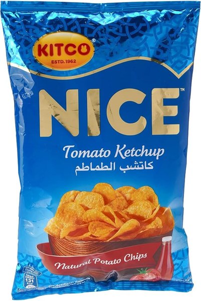 Kitco رقائق البطاطس الطبيعية بنكهة الكاتشب الطماطم اللذيذة، 150 جرام