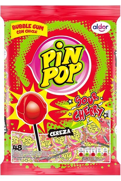 Pin Pop مصاصة الكرز الحامض 816 جرام