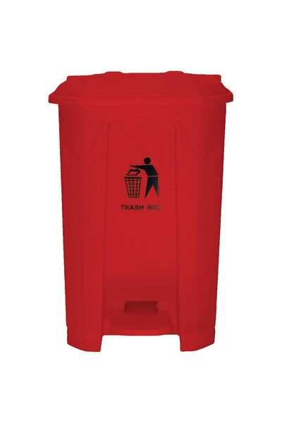 ALKANZ 87L Plastic Pedal Waste Bin with Lid, Red