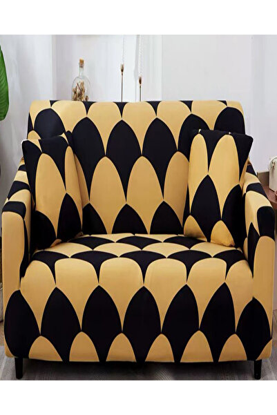 JOJO HOME Husa elastica pentru fotoliu, cu brate, negru / bej, HEJ1-09