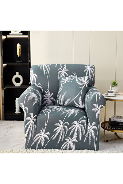 JOJO HOME Husa elastica pentru fotoliu, cu brate, alb / gri, HEJ1-50