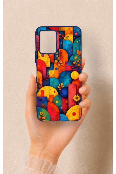 Vip Case Vivo Y33S Compatible Colorful Geometric Flower Pattern Silicone Case