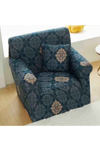 JOJO HOME Husa elastica pentru fotoliu, cu brate, albastru inchis, HEJ1-58
