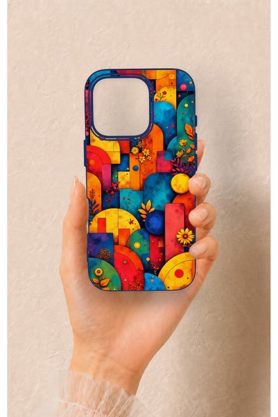 Vip Case iPhone 16 Pro Compatible Colorful Geometric Floral Pattern Silicone ...
