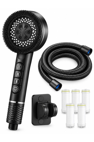 Generic Brand Filtered Handheld Shower Head with Silicone Massage Brush, Mult...