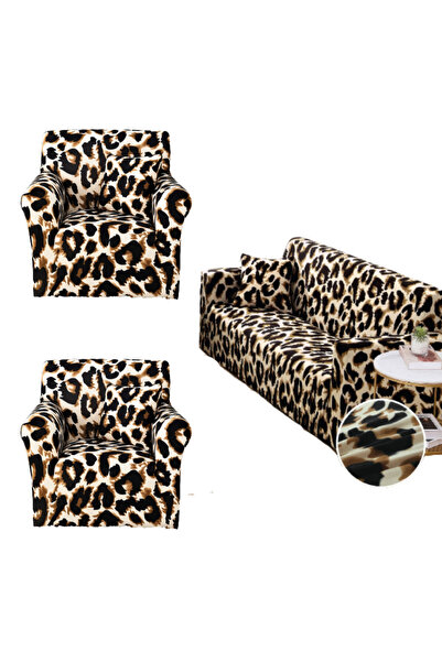 JOJO HOME Set huse elastice, canapea 3 locuri + 2 fotolii, cu brate, crem / n...