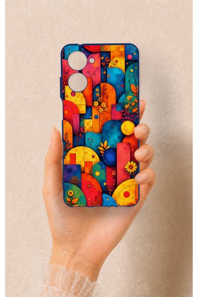 Vip Case Realme 10 Compatible Colorful Geometric Flower Pattern Silicone Case