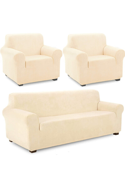 JOJO HOME Set huse elastice din catifea pentru canapea 3 locuri + 2 fotolii, ...