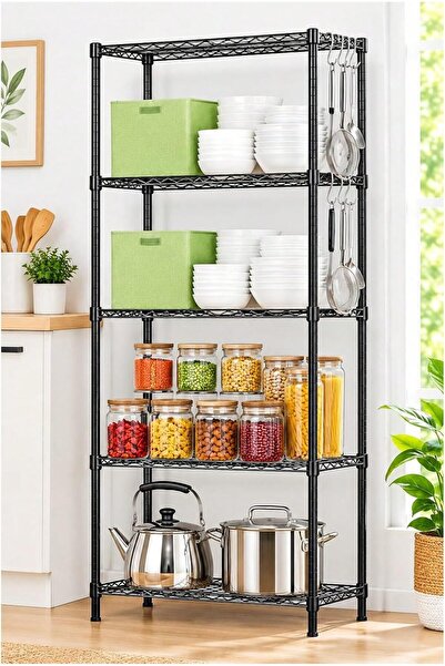 GENERAL 5-Tier Adjustable Heavy-Duty Storage Rack – Multi-Purpose Shelving Un...