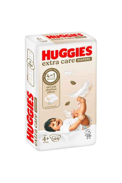 Huggies Size (4+) Mega Pack 64 Diapers 10 - 16 kg