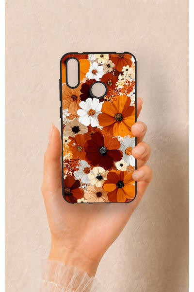 Vip Case Huawei Y7 2019 Compatible Autumn Tone Floral Pattern Silicone Case