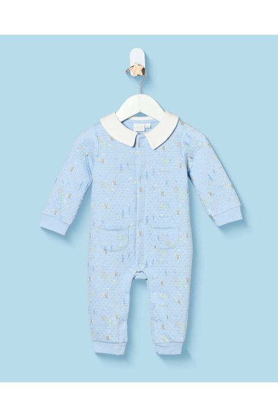REDTAG Baby Blue Jacquard Sleepsuit